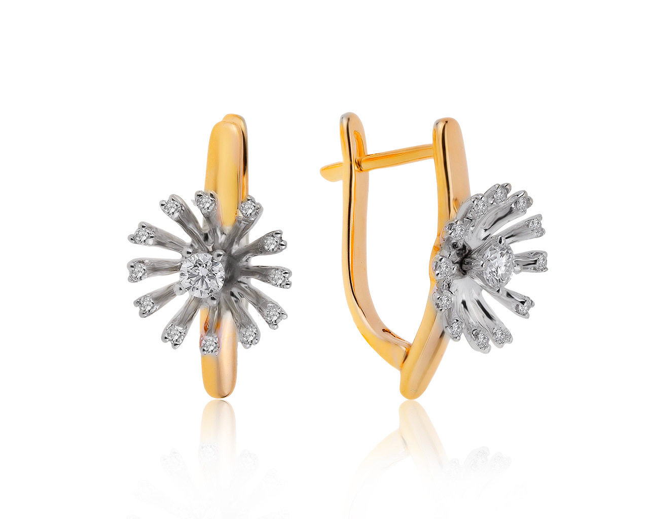 Достойные золотые серьги с бриллиантами 0.30ct