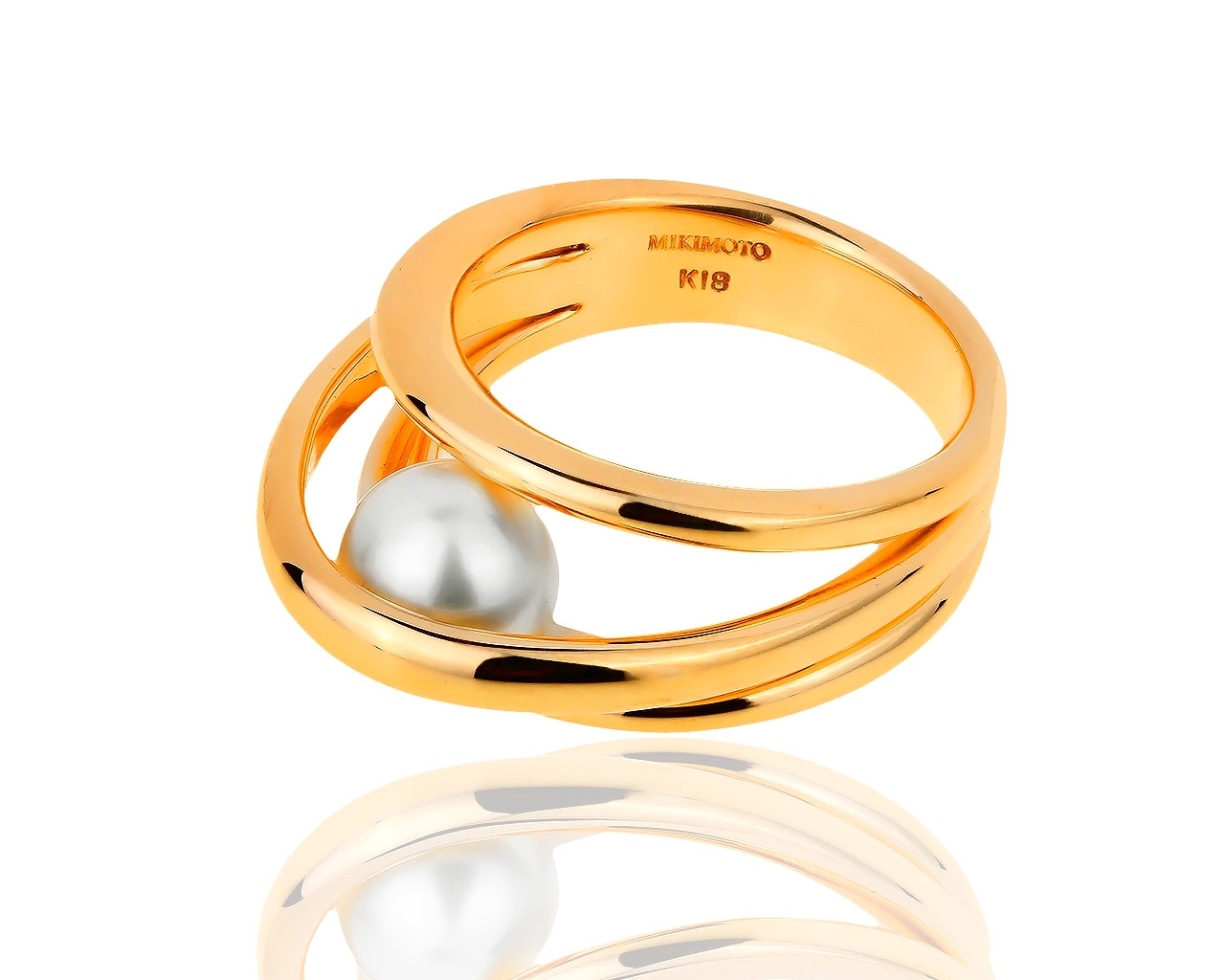 Оригинальное золотое кольцо с жемчугом Mikimoto 161118/14