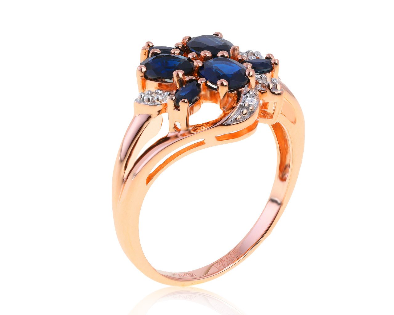 Притягательное золотое кольцо с сапфирами 1.59ct 010421/9