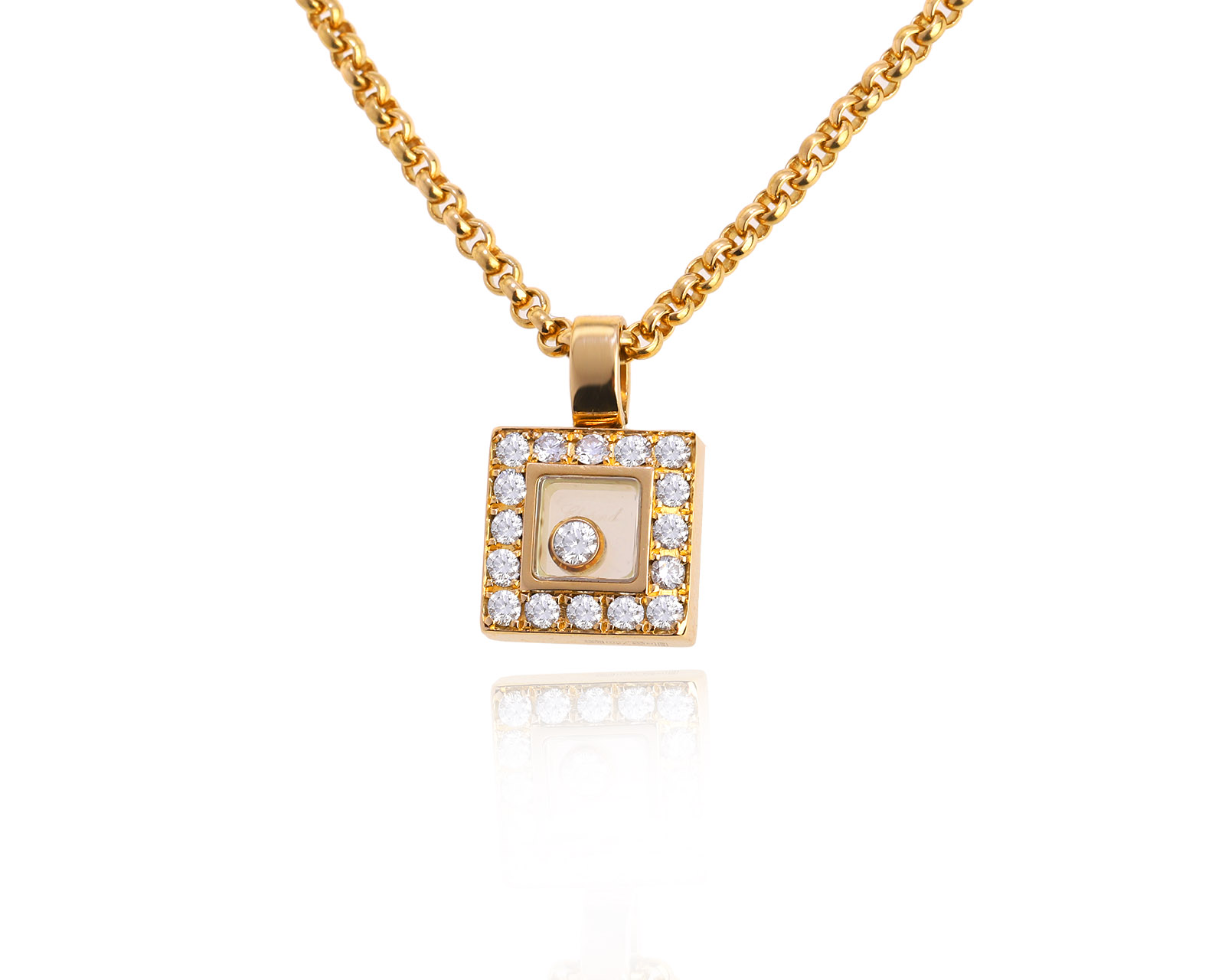 Оригинальный золотой кулон Chopard Happy Diamonds Icons