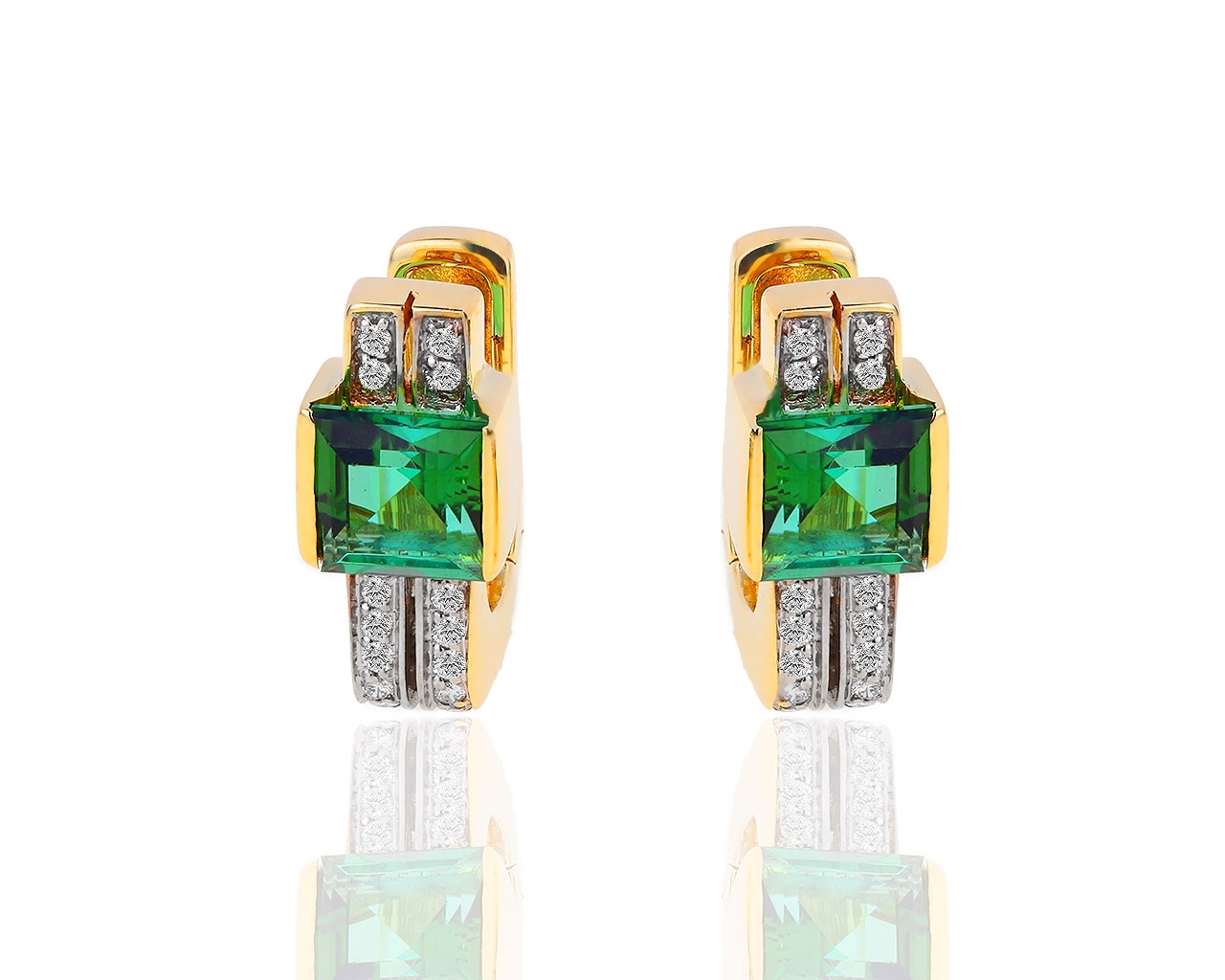 Золотые серьги с турмалинами и бриллиантами 0.24ct 091018/5