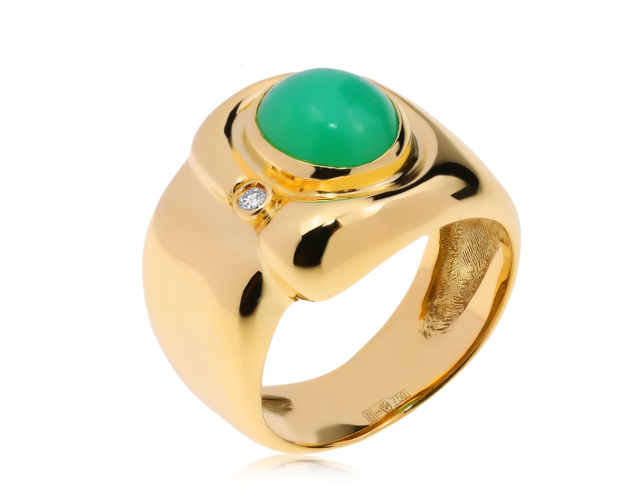 Итальянское золотое кольцо с хризопразом 1.96ct 080920/12