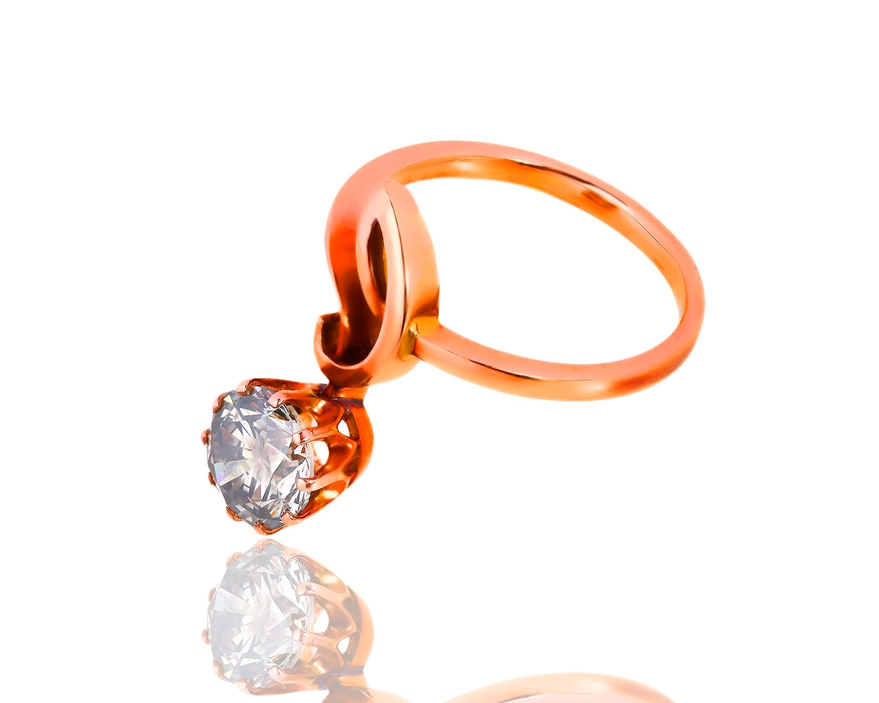Винтажное золотое кольцо с бриллиантом 1.80ct