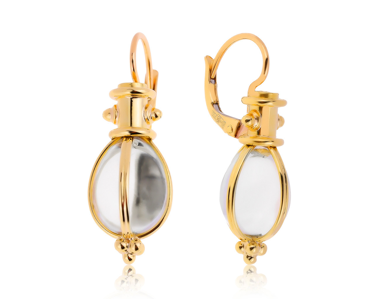 Оригинальные золотые серьги Temple St.Clair Original Rock Crystal Amulet