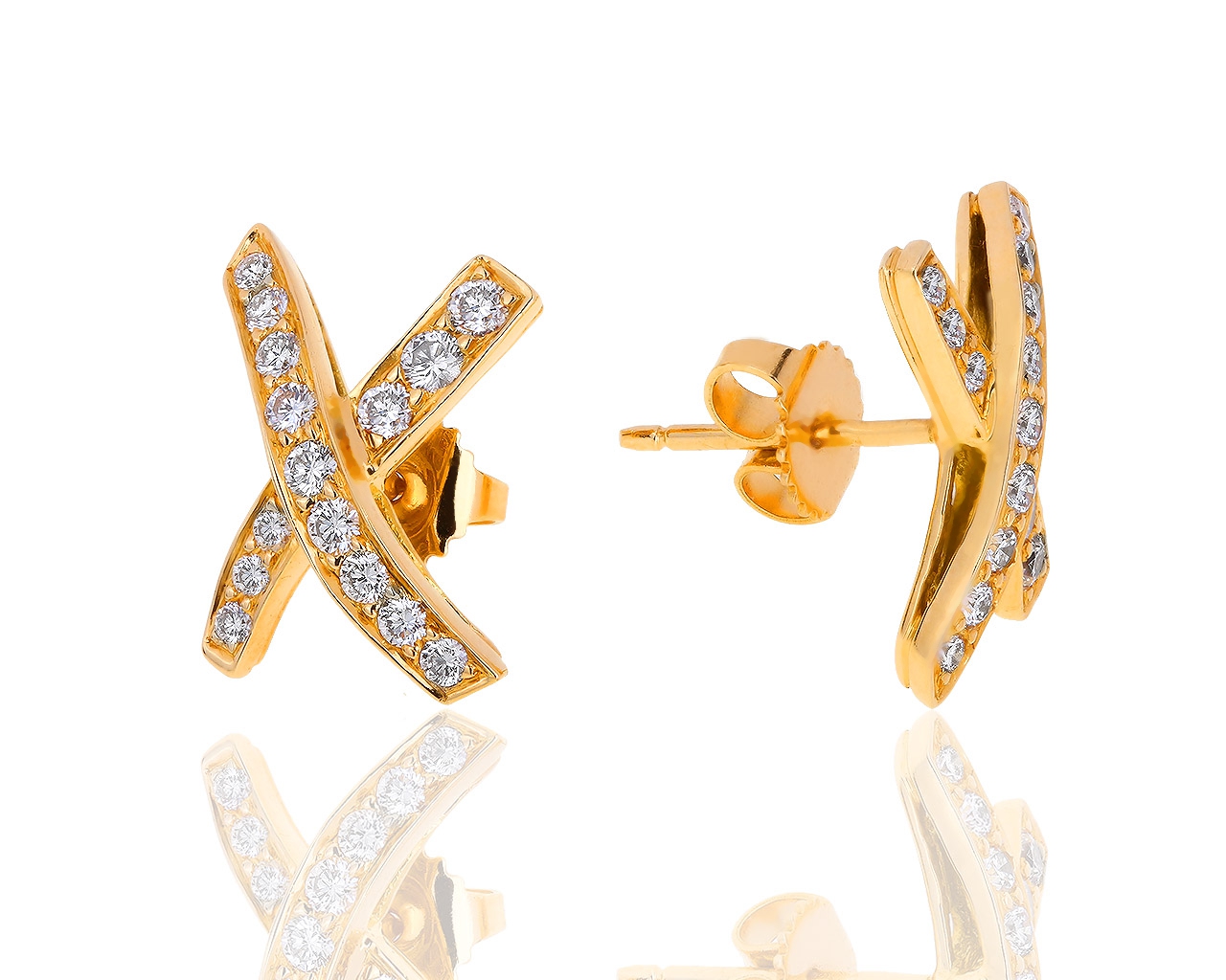 Престижные золотые серьги с бриллиантами 0.60ct Tiffany&Co