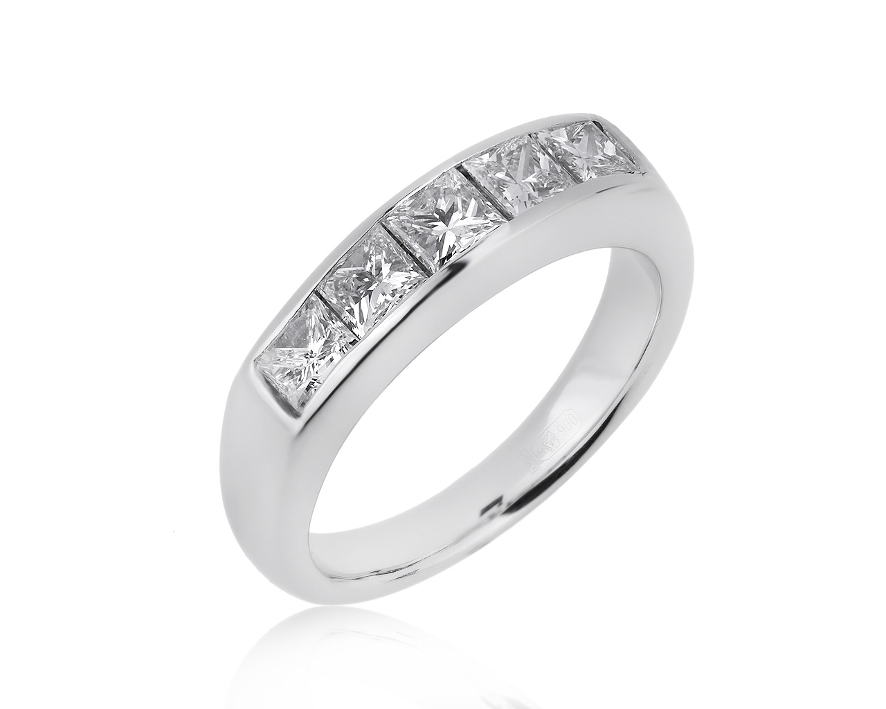 Стильное платиновое кольцо с бриллиантами 1.07ct 100320/20