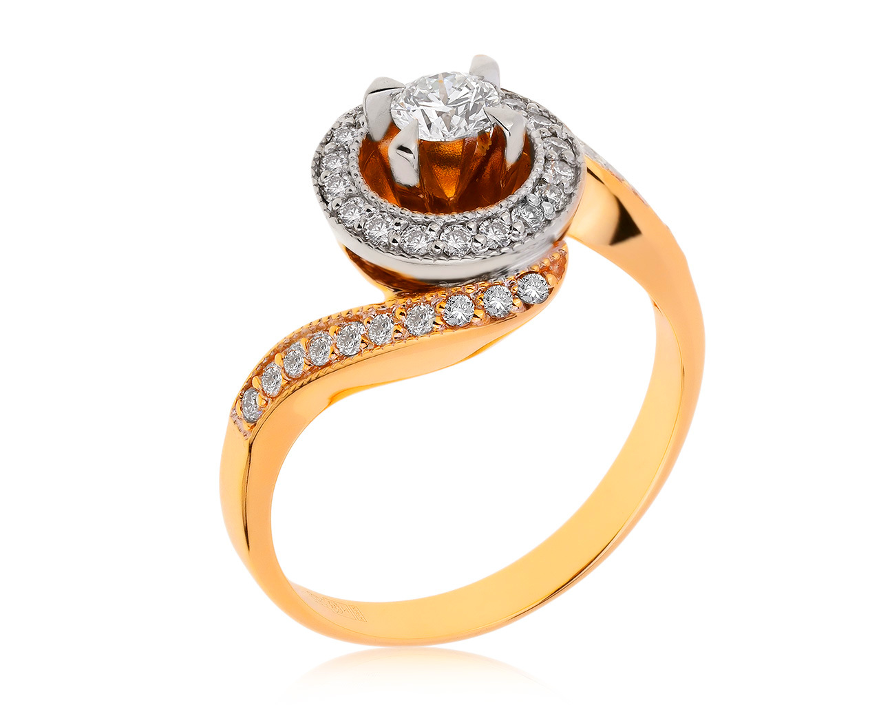 Прелестное золотое кольцо с бриллиантами 0.65ct 280920/21