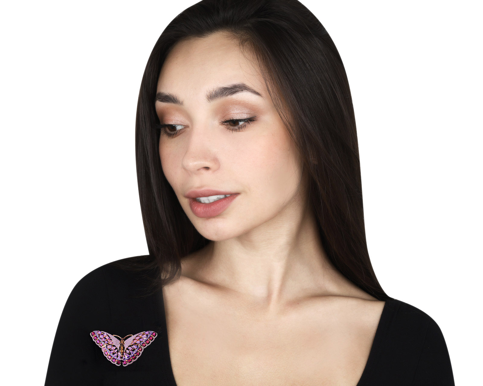 Очаровательная золотая брошь с цветными камнями 8.72ct