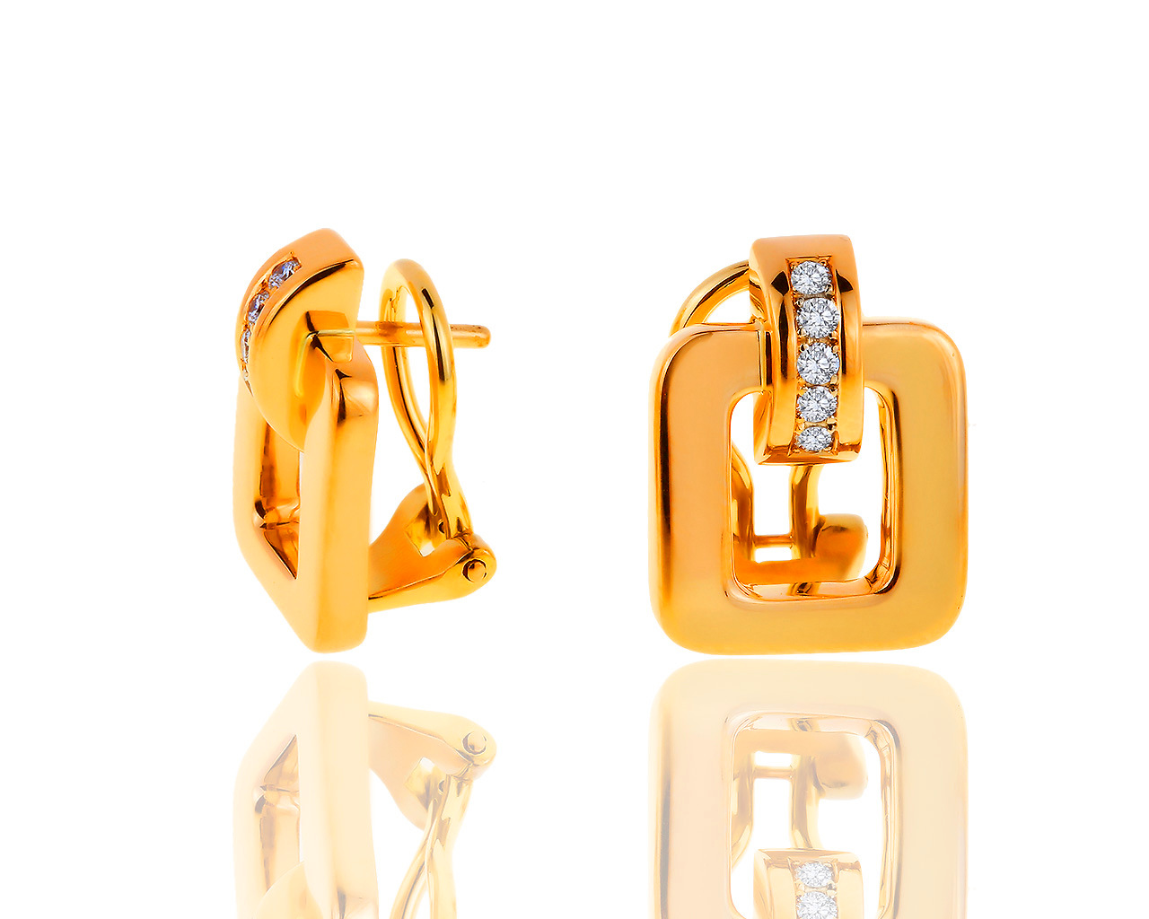 Оригинальные золотые серьги с бриллиантами 0.10ct Chopard