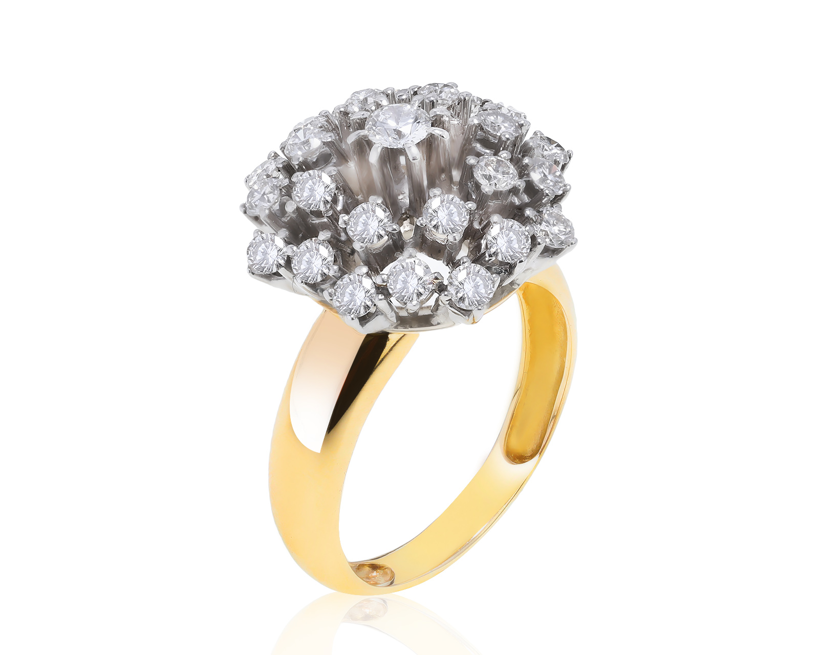 Праздничное золотое кольцо с бриллиантами 1.95ct