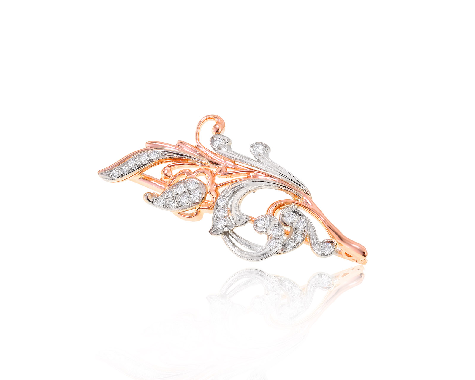 Эстетичная золотая брошь с бриллиантами 0.37ct 120223/1 Эстетичная золотая брошь с бриллиантами 0.37ct 120223/1