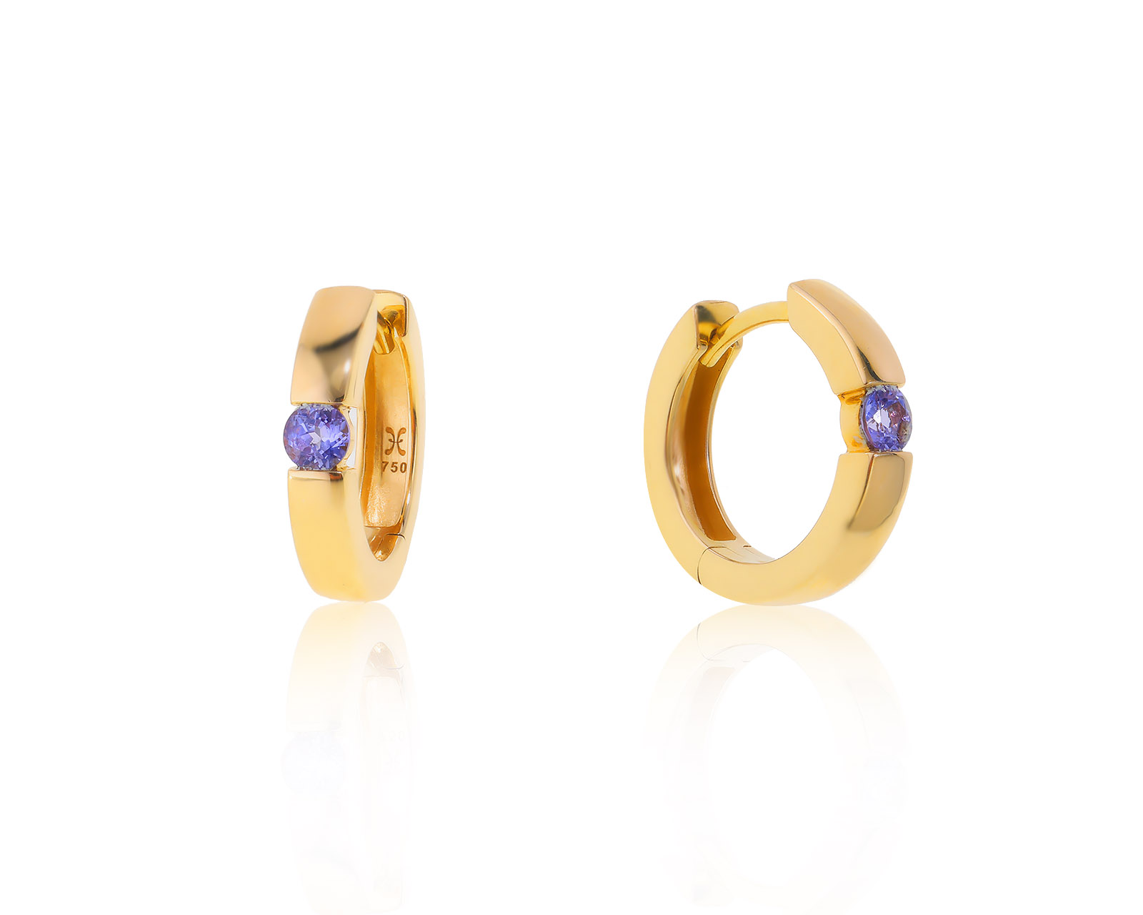 Оригинальные золотые серьги Bernhard H.Mayer Bliss Hoop Tanzanite Collection 010922/1