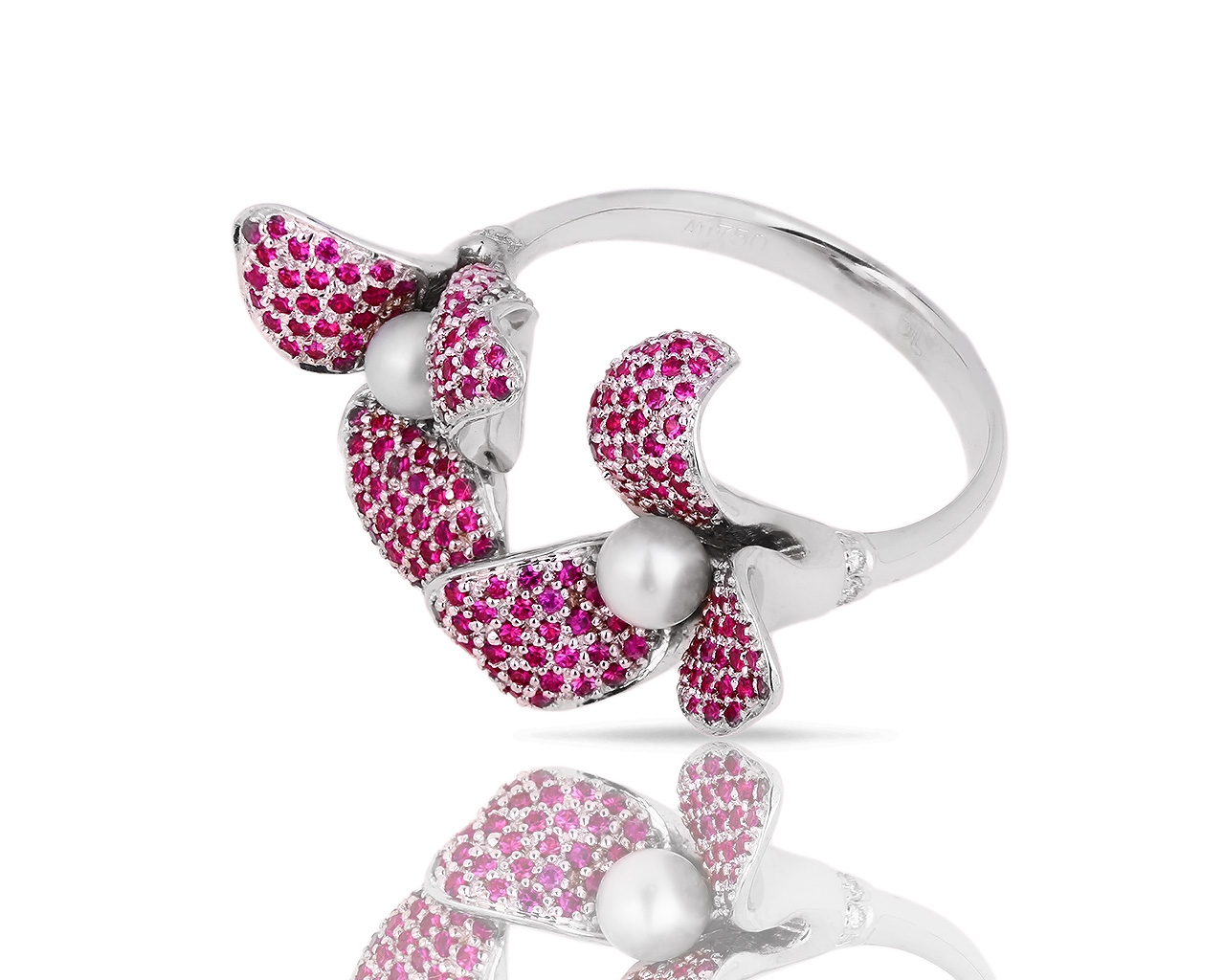 Яркое золотое кольцо с рубинами 0.75ct J'Art 280618/4