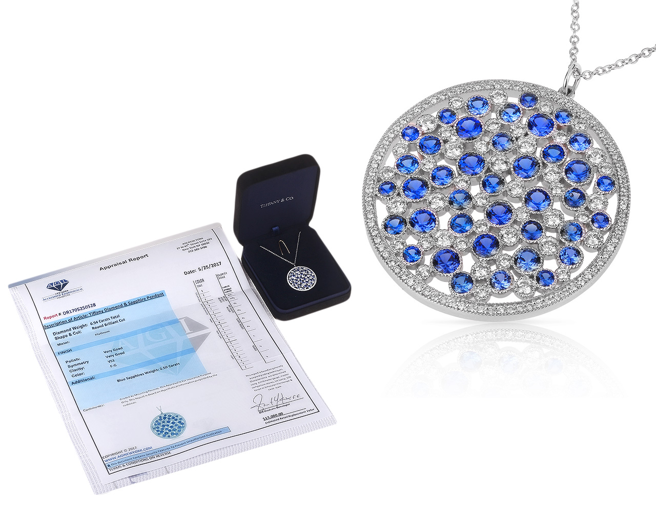 Платиновая подвеска с сапфирами и бриллиантами Tiffany&Co 120418/2