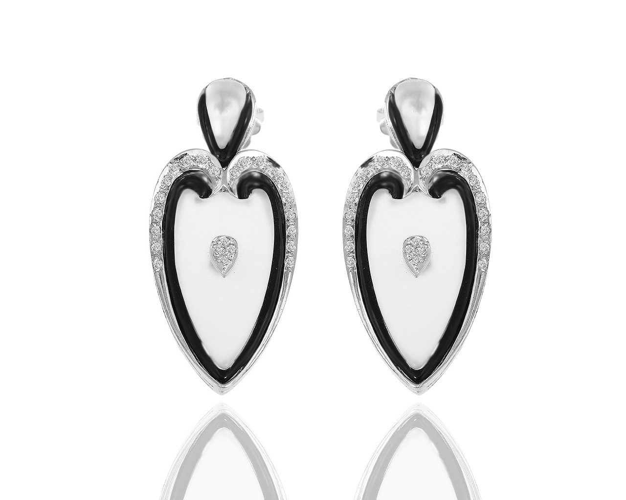 Итальянские золотые серьги с кварцем и бриллиантами 0.25ct 200317/6