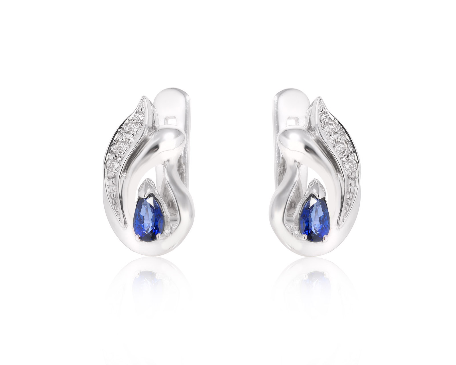 Золотые серьги с сапфирами 0.52ct и бриллиантами 0.09ct 251024/37