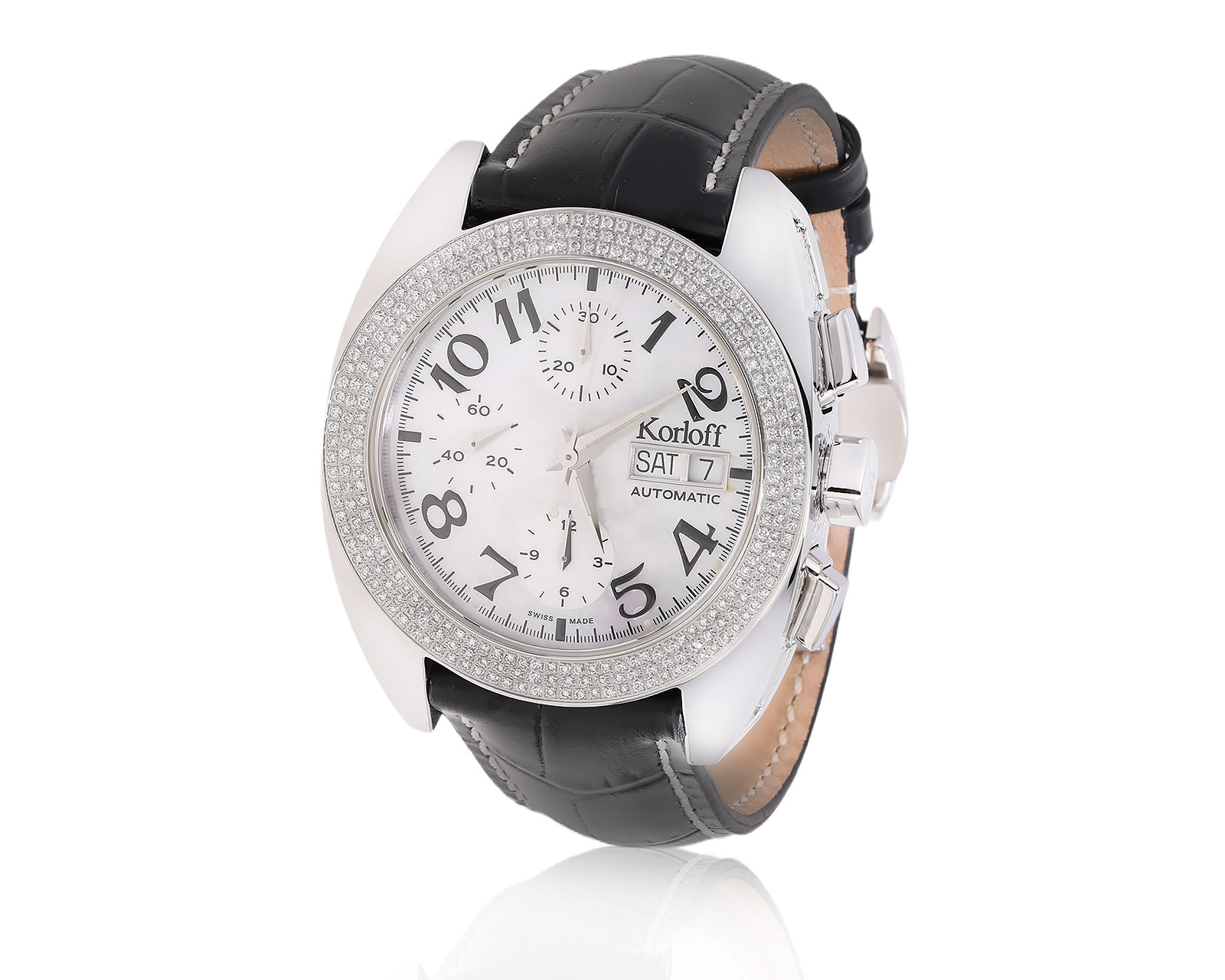 Оригинальные стальные часы с бриллиантами 1.09ct Korloff К 21 240825/1