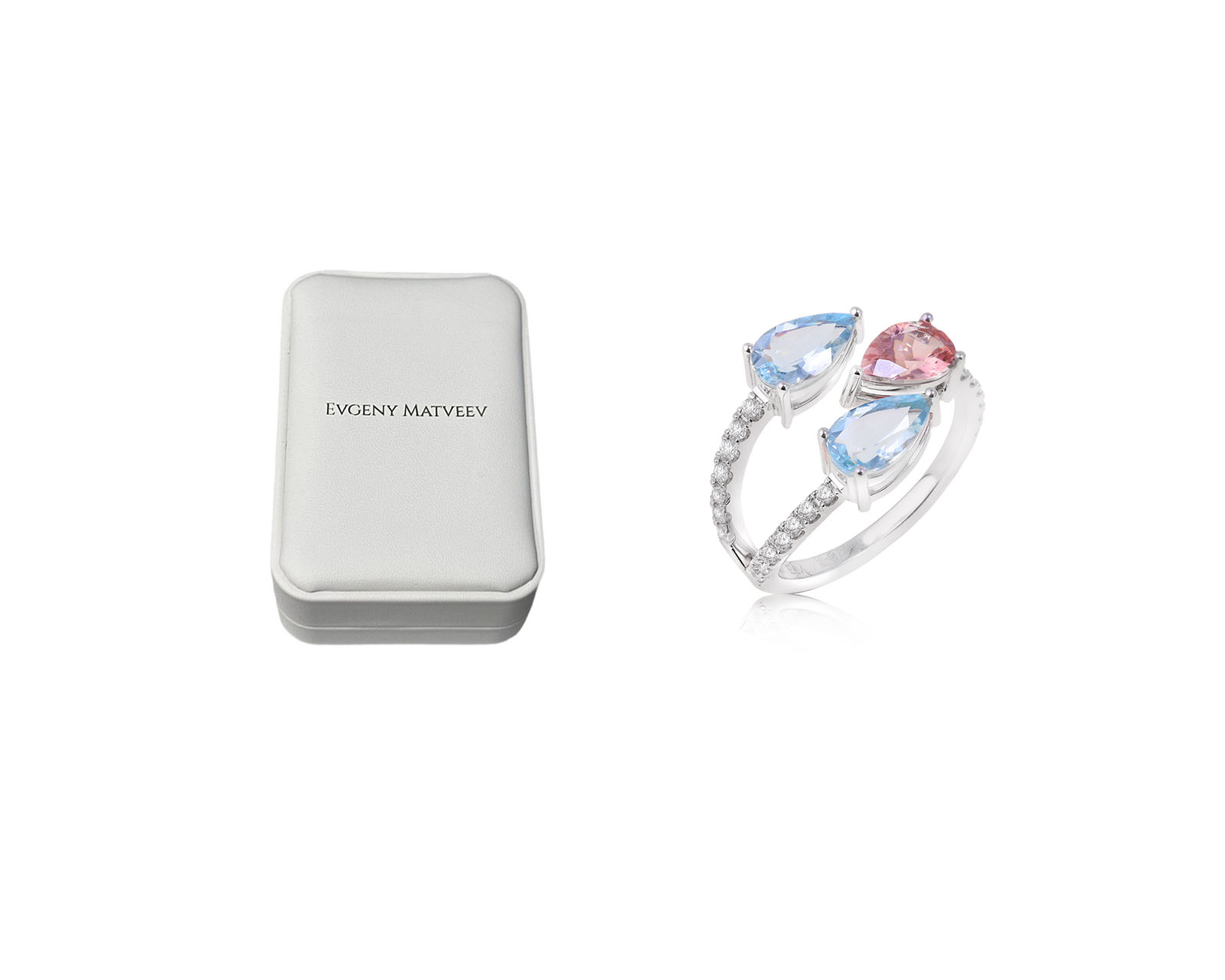 Золотое кольцо с морганитом 0.69ct и аквамаринами 1.49ct Evgeny Matveev