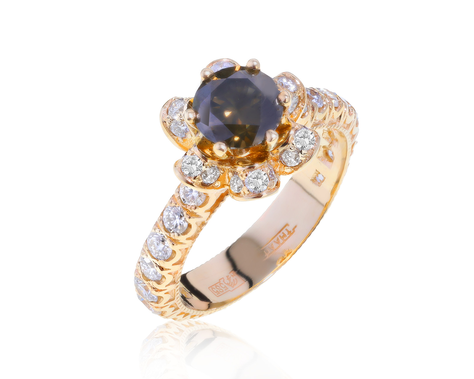 Престижное золотое кольцо с бриллиантами 2.25ct 070522/1