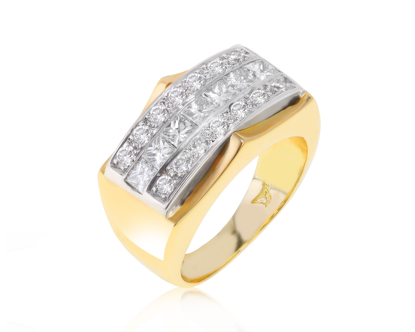 Солидное золотое кольцо с бриллиантами 1.01ct