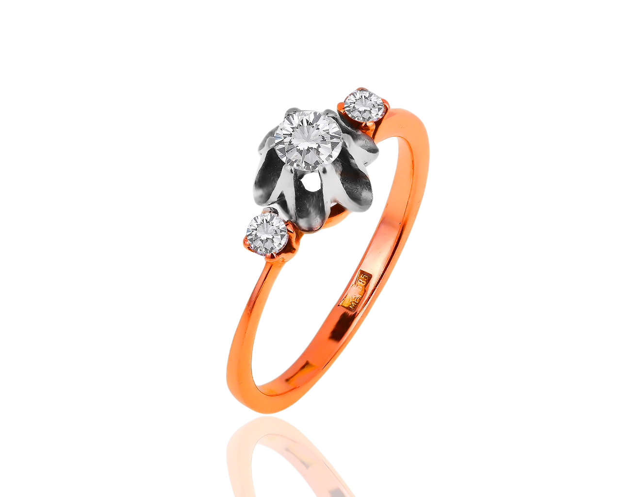 Классическое золотое кольцо с бриллиантами 0.33ct 240219/1