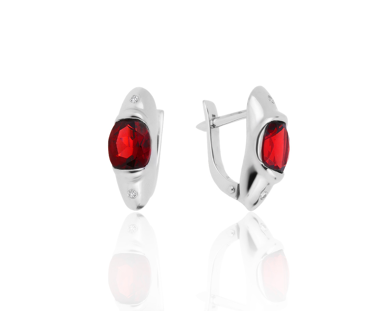 Прекрасные золотые серьги с гранатами 1.65ct