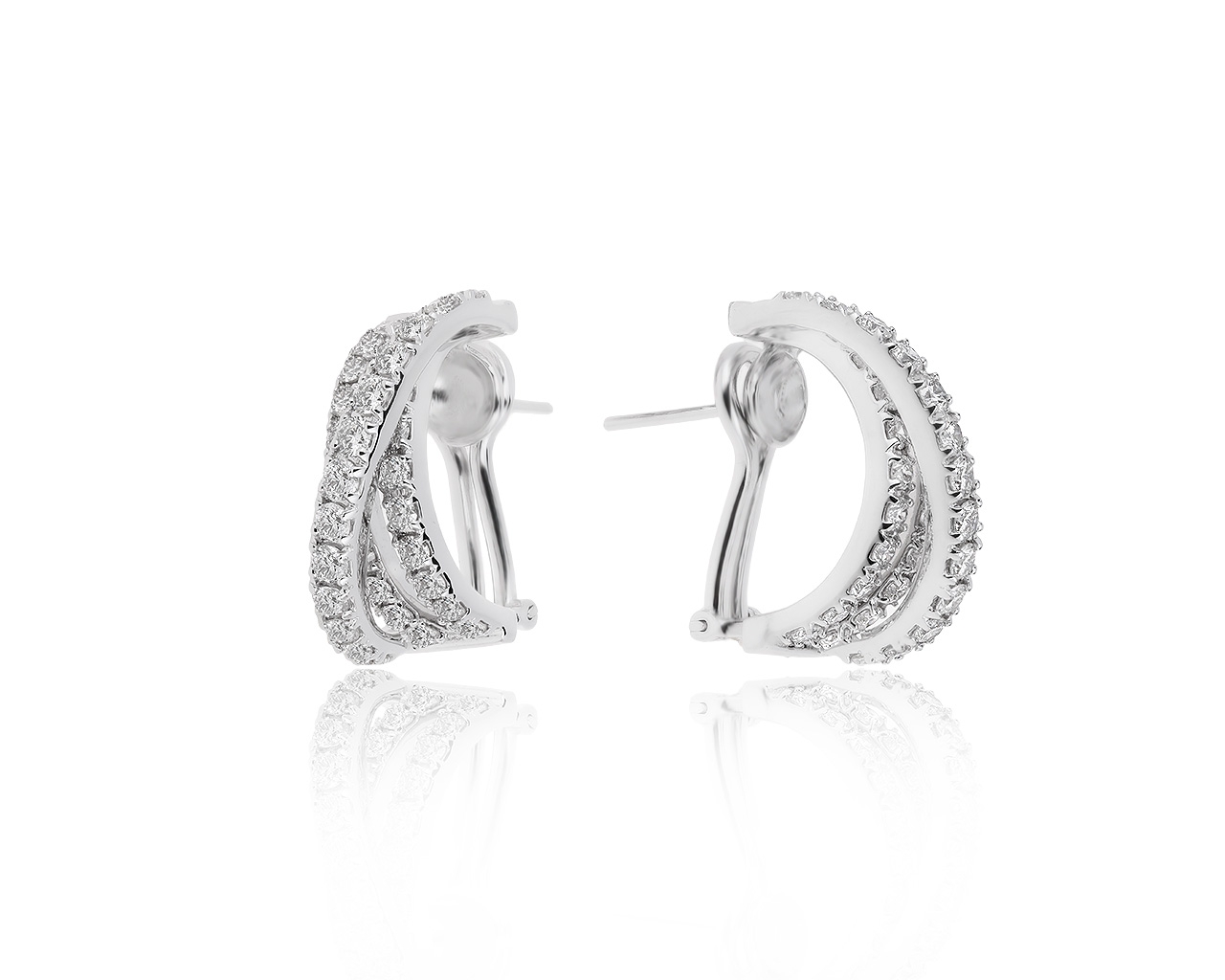 Изящные золотые серьги с бриллиантами 3.20ct
