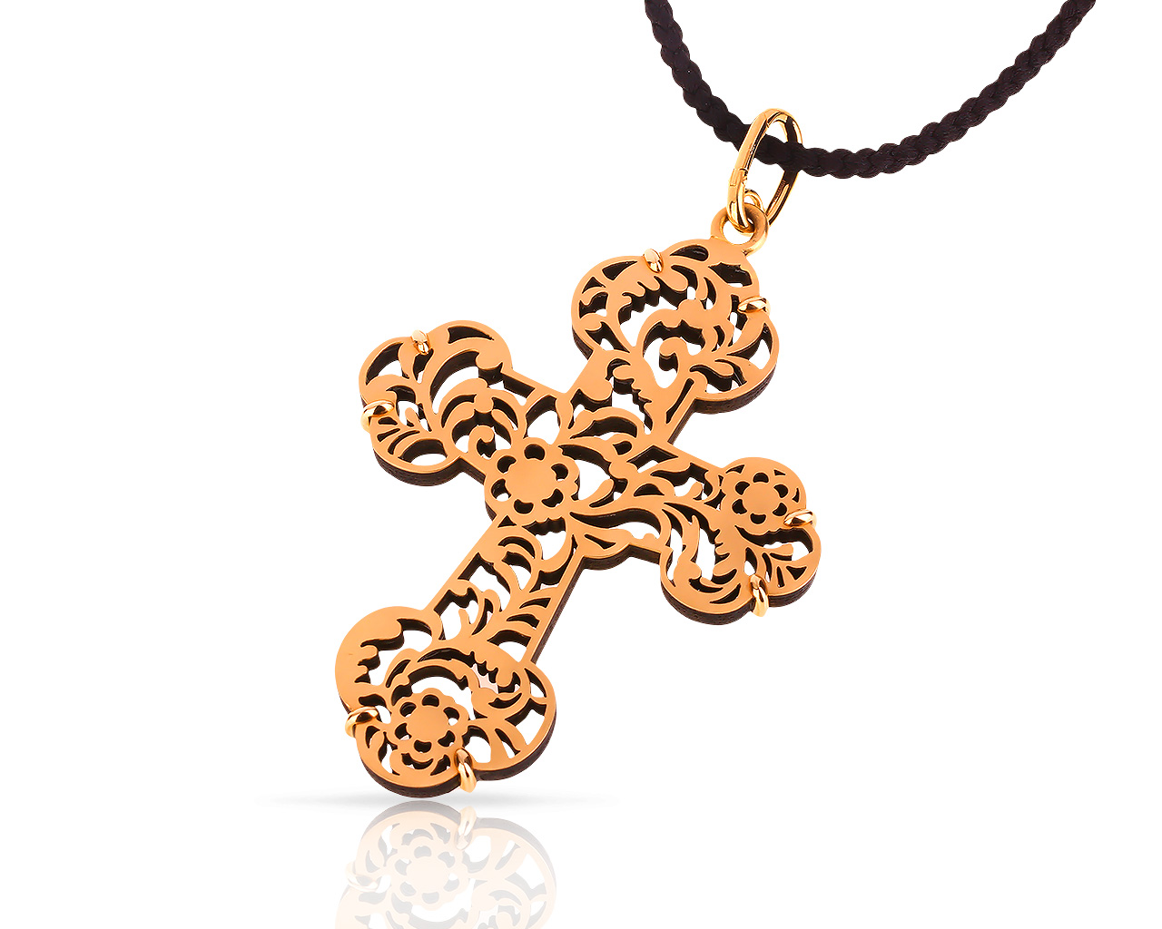 Оригинальный золотой крест на шнурке Pomellato Victoria 010618/4