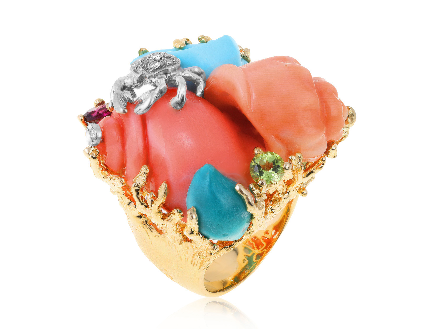 Оригинальное золотое кольцо с цветными камнями 0.41ct Giampiero Fiorini
