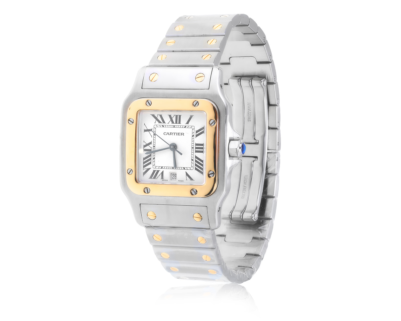 Оригинальные золотые часы Cartier Santos 091223/2
