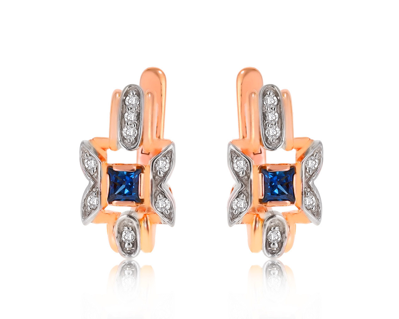 Прекрасные золотые серьги с сапфирами 0.34ct