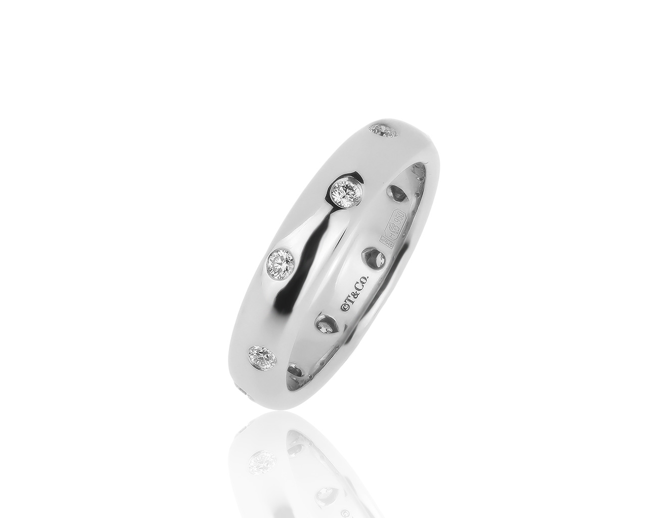 Оригинальное платиновое кольцо с бриллиантами 0.22ct Tiffany&Co 151119/7
