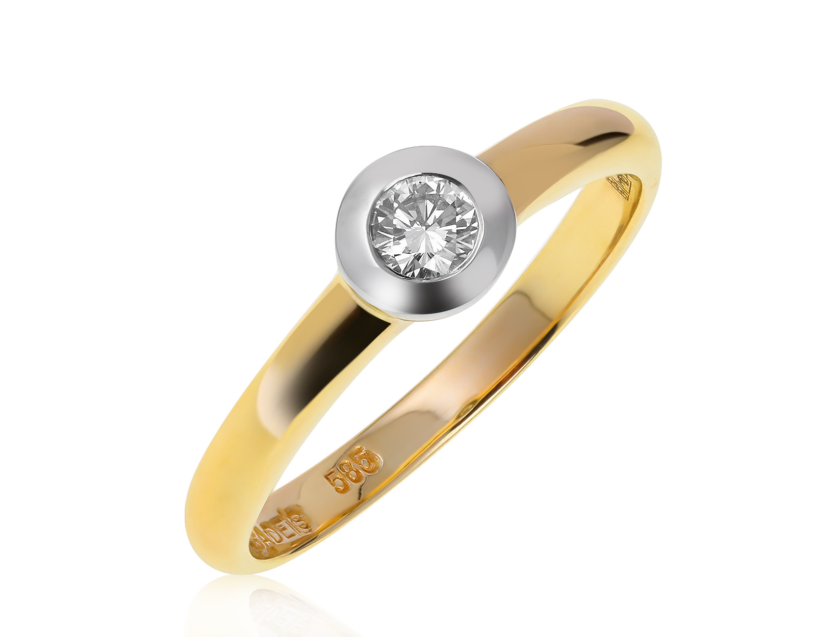 Изящное золотое кольцо с бриллиантом 0.20ct