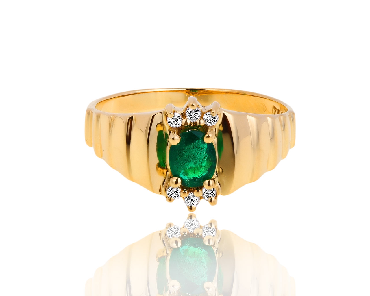 Оригинальное золотое кольцо с бриллиантами и изумрудом 0.30ct H.Stern 091018/7