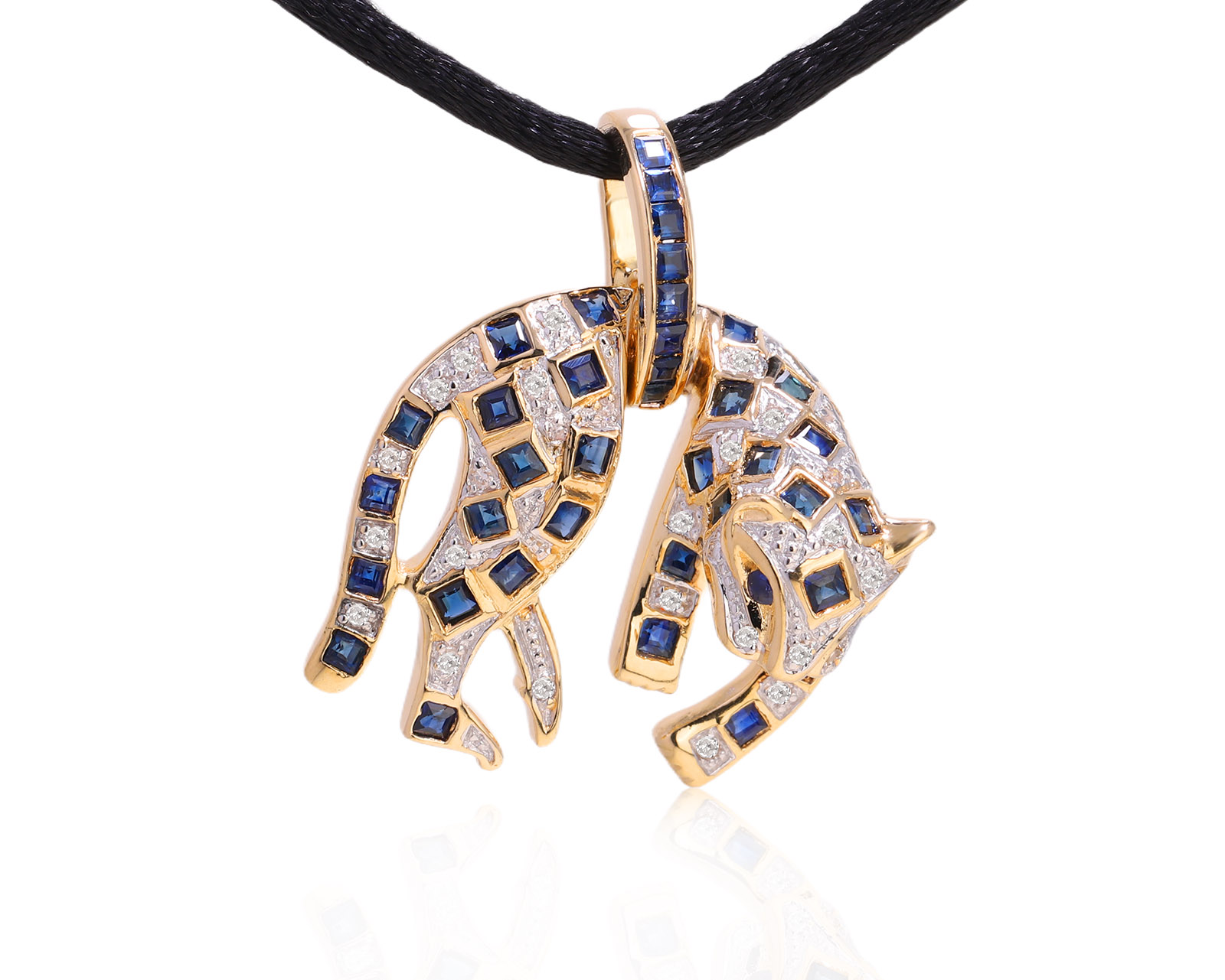 Золотой кулон с сапфирами 2.11ct и бриллиантами 0.11ct 990232/1