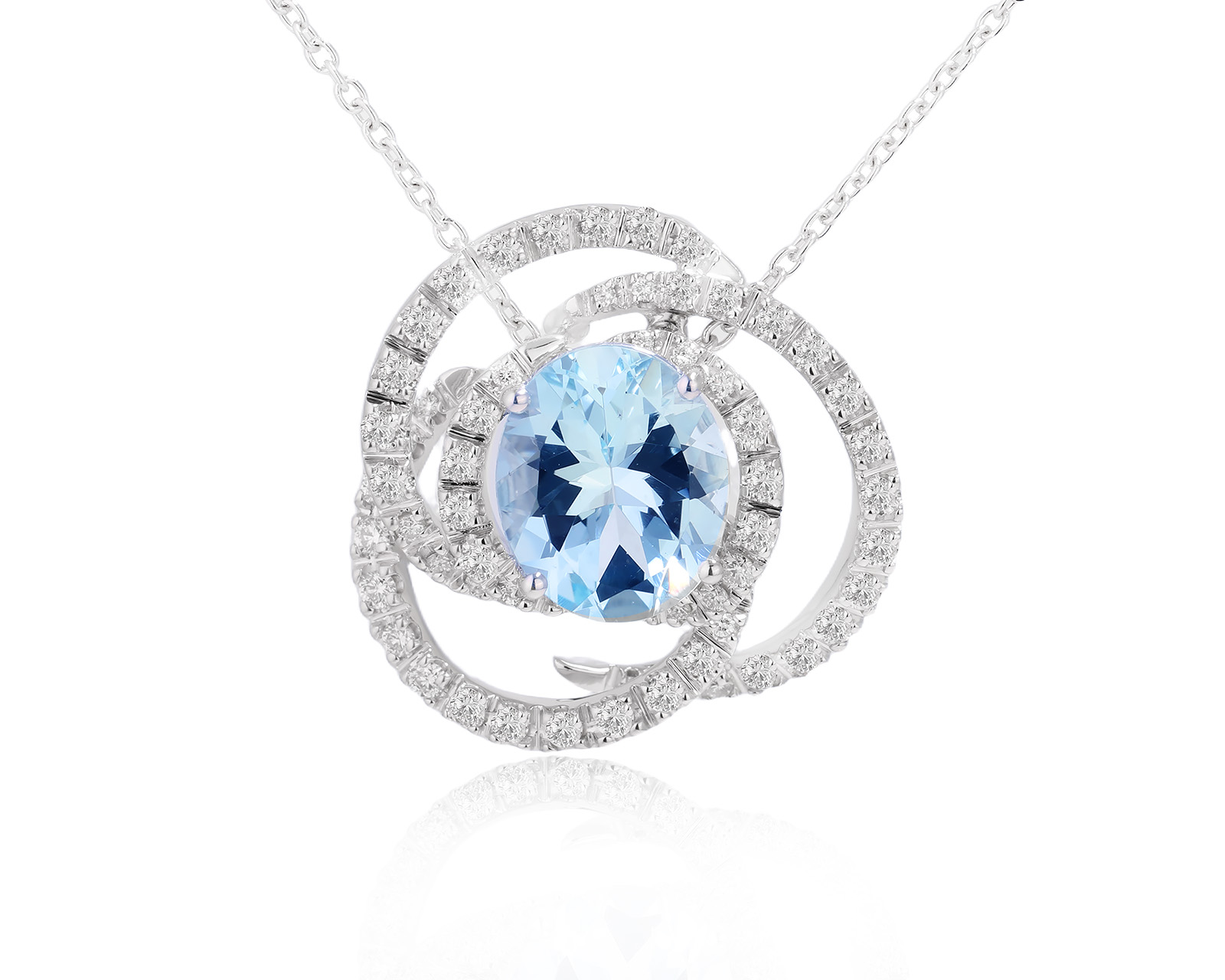 Оригинальное золотое колье с аквамарином 4.50ct Damiani Rose 020525/3 Оригинальное золотое колье с аквамарином 4.50ct Damiani Rose 020525/3