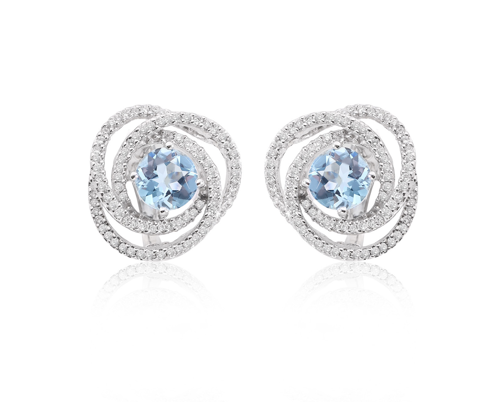 Золотые серьги с аквамаринами 2.21ct и бриллиантами 0.94ct 241025/11