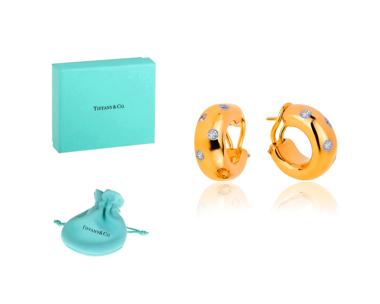 Оригинальные золотые серьги с бриллиантами 0.35ct Tiffany&Co