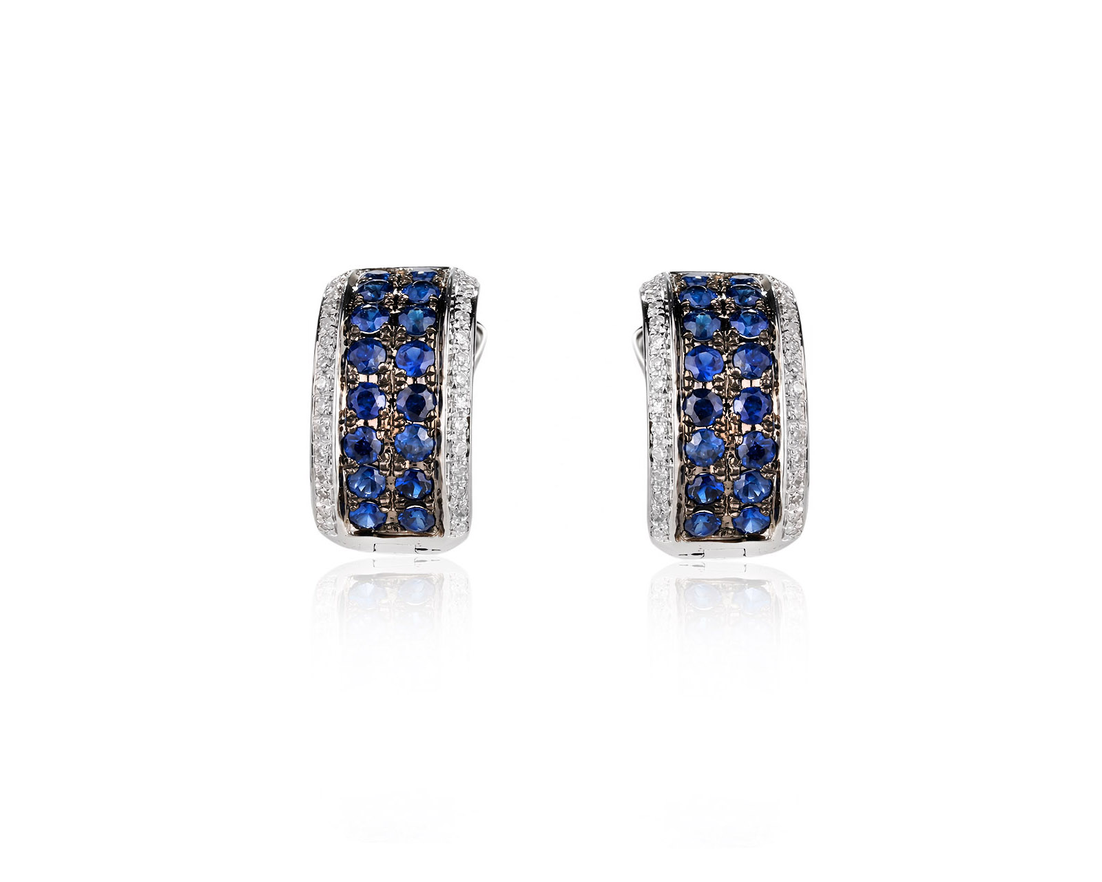 Золотые серьги с сапфирами 1.28ct и бриллиантами 0.18ct 210426/3