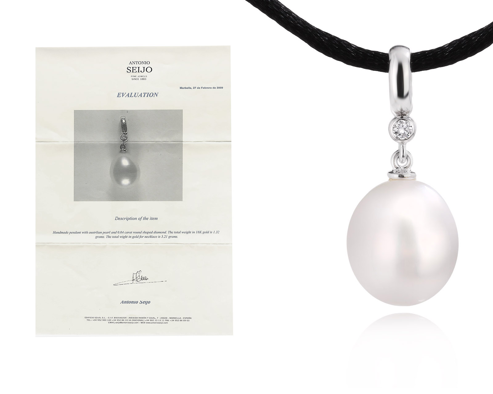 Оригинальный золотой кулон с бриллиантом 0.04ct Antonio Seijo