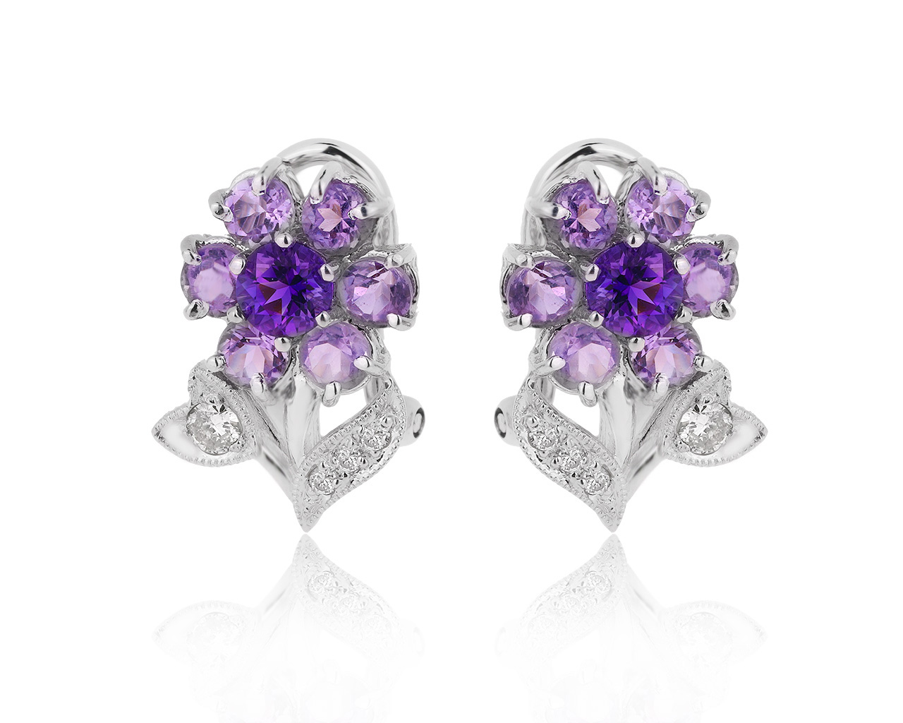 Завораживающие золотые серьги с аметистами 1.27ct 080920/5