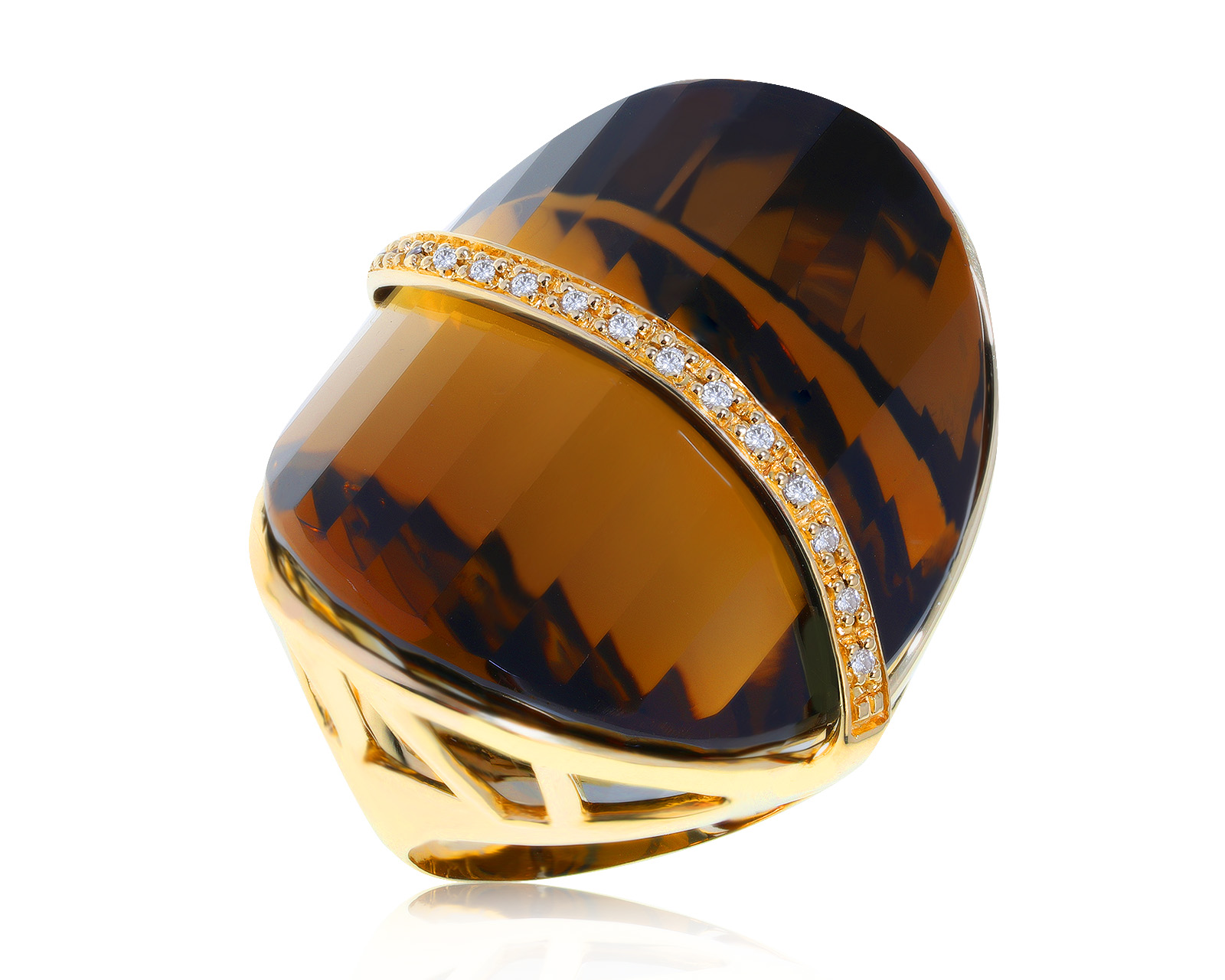Роскошное золотое кольцо с цитрином 75.63ct