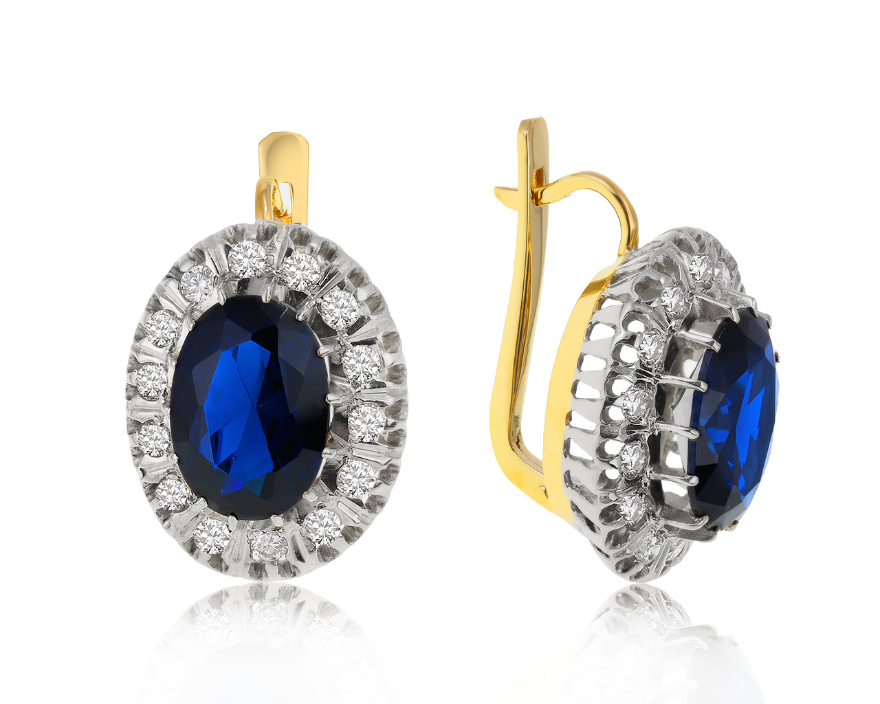 Винтажные золотые серьги с сапфирами и бриллиантами СССР 200521/1