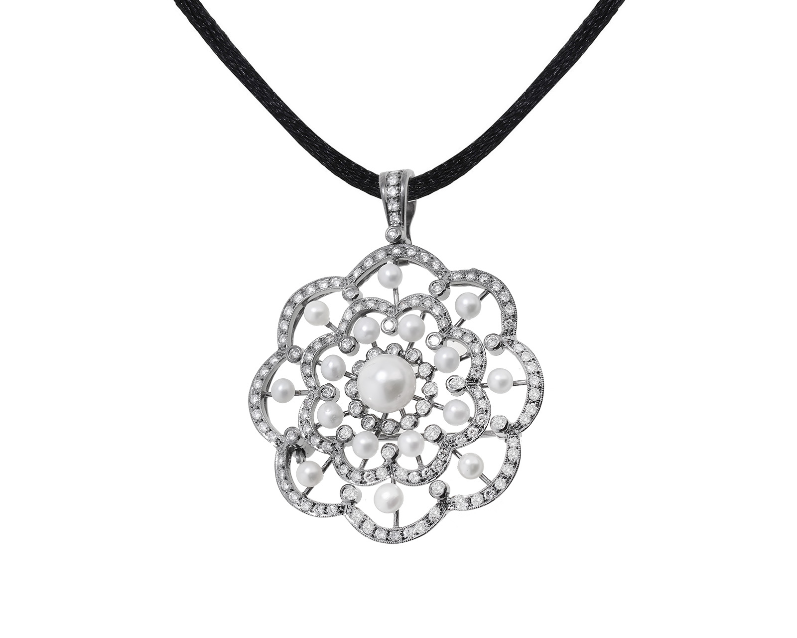 Завораживающий золотой кулон-брошь с жемчугом 3.00-6.70 мм 060323/9