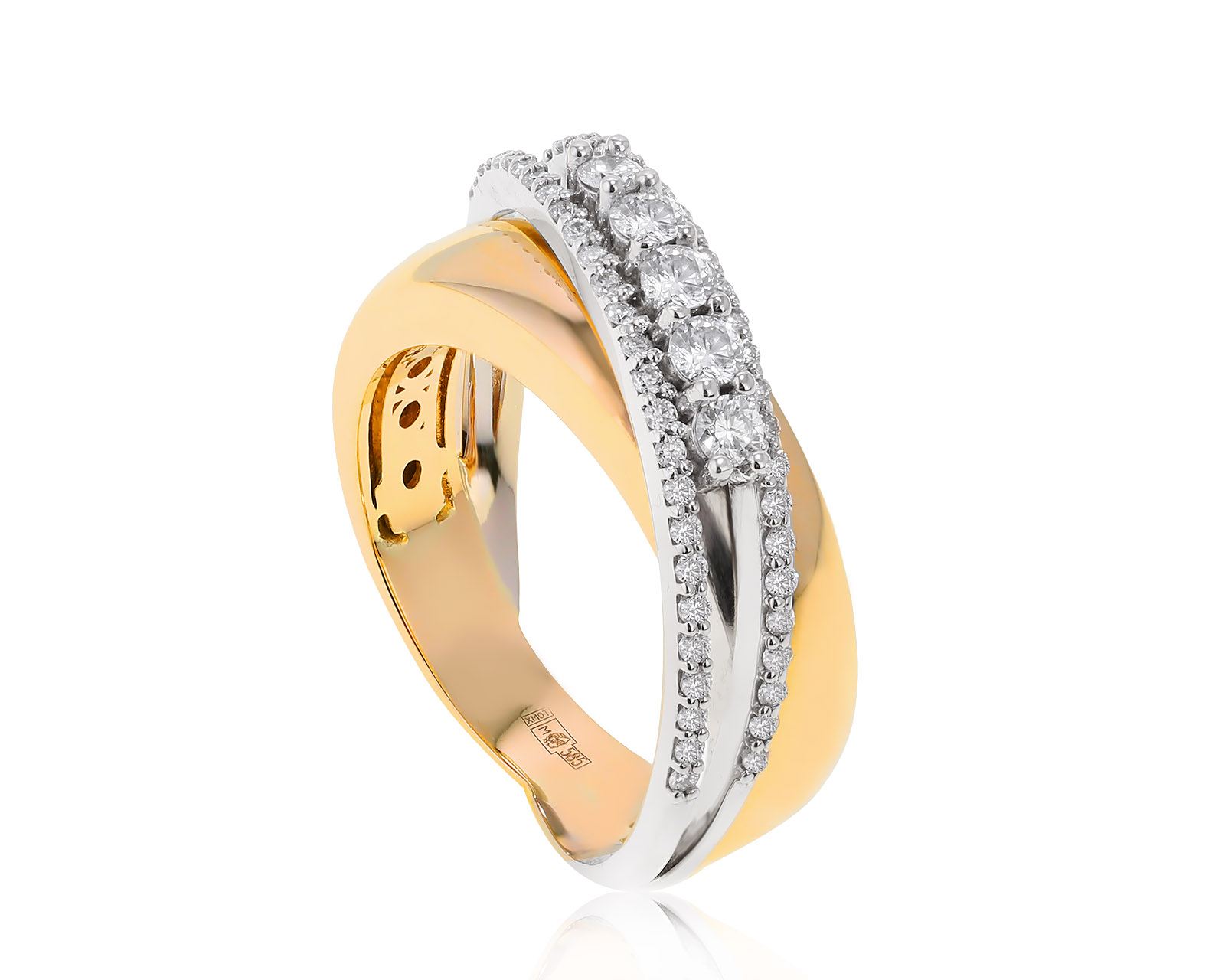 Прекрасное золотое кольцо с бриллиантами 0.53ct