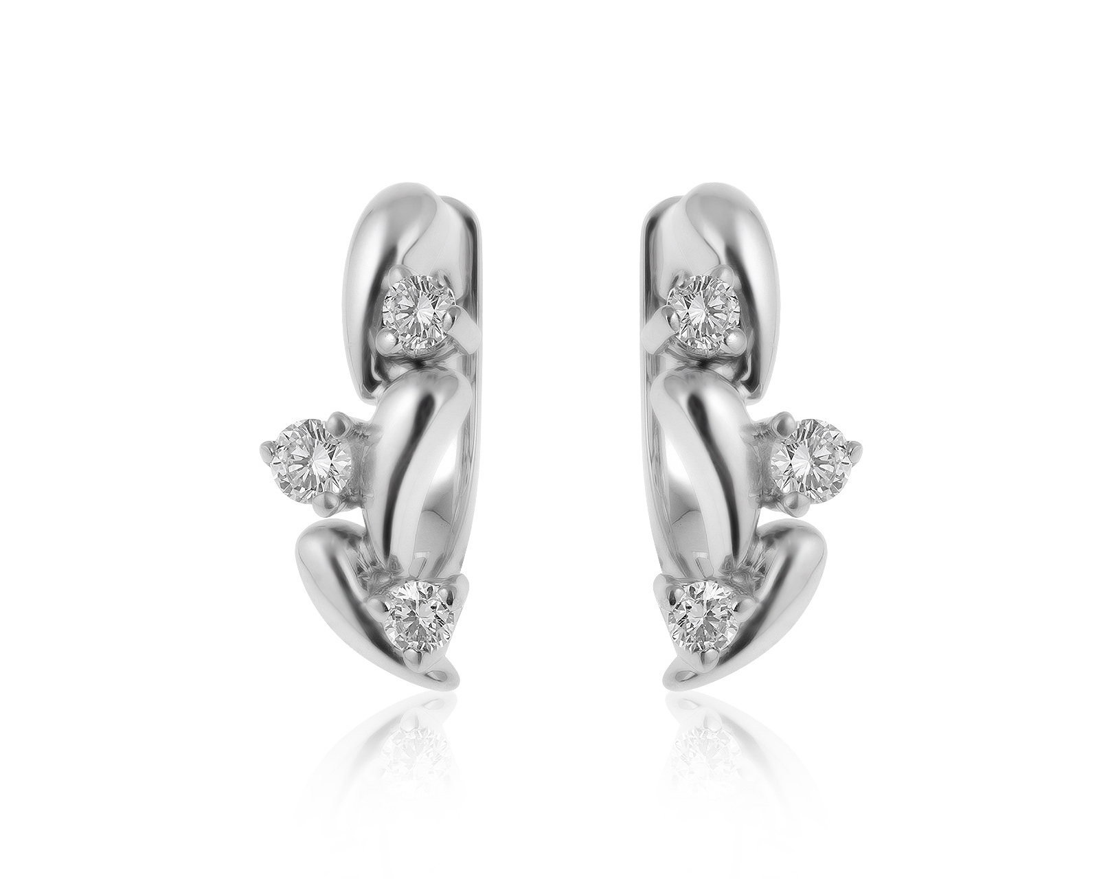 Изящные золотые серьги с бриллиантами 0.44ct