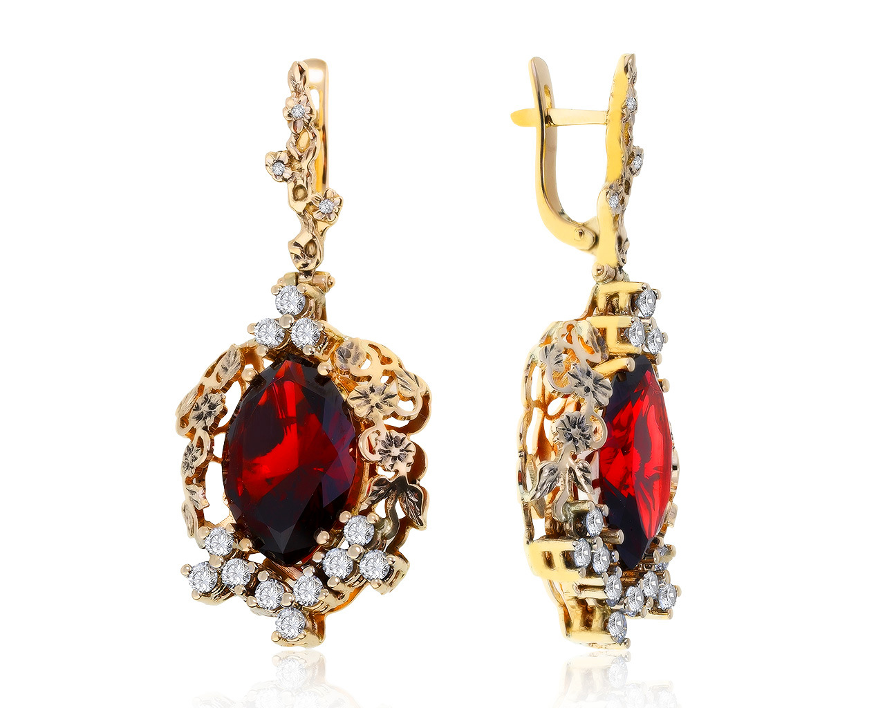 Шикарные золотые серьги с гранатами 13.90ct 170421/11