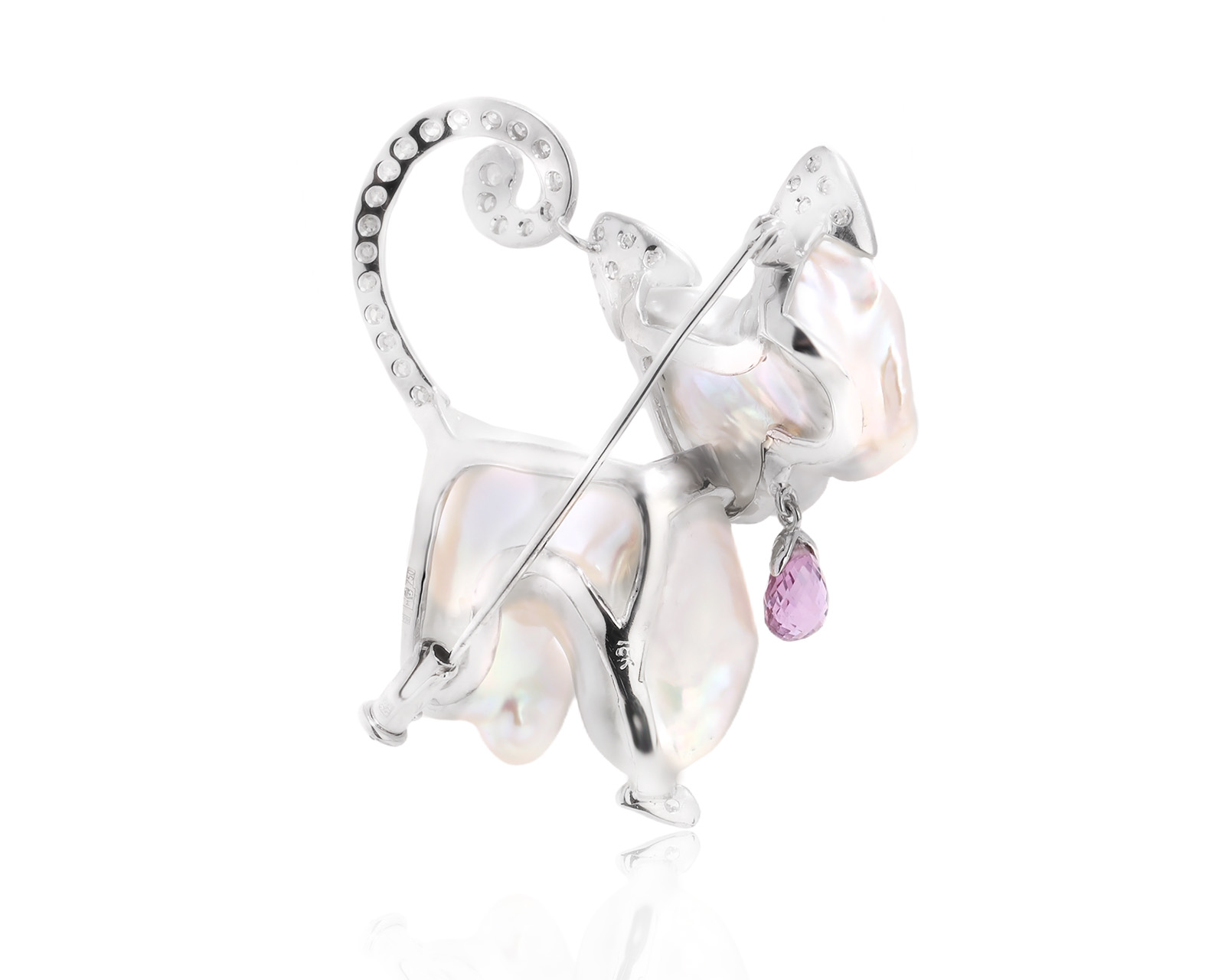 Золотая брошь с барочным жемчугом 32.00ct