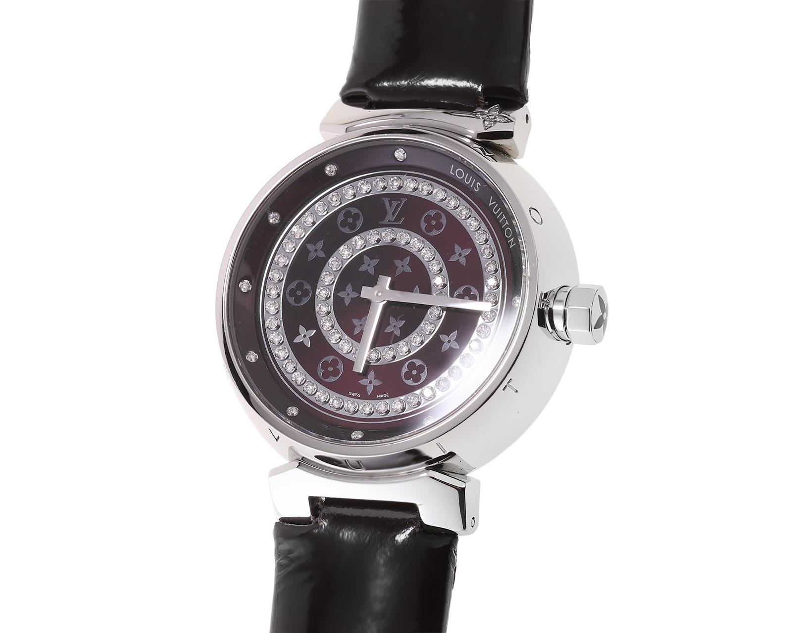Оригинальные стальные часы Louis Vuitton Tambour Diamond 190523/3
