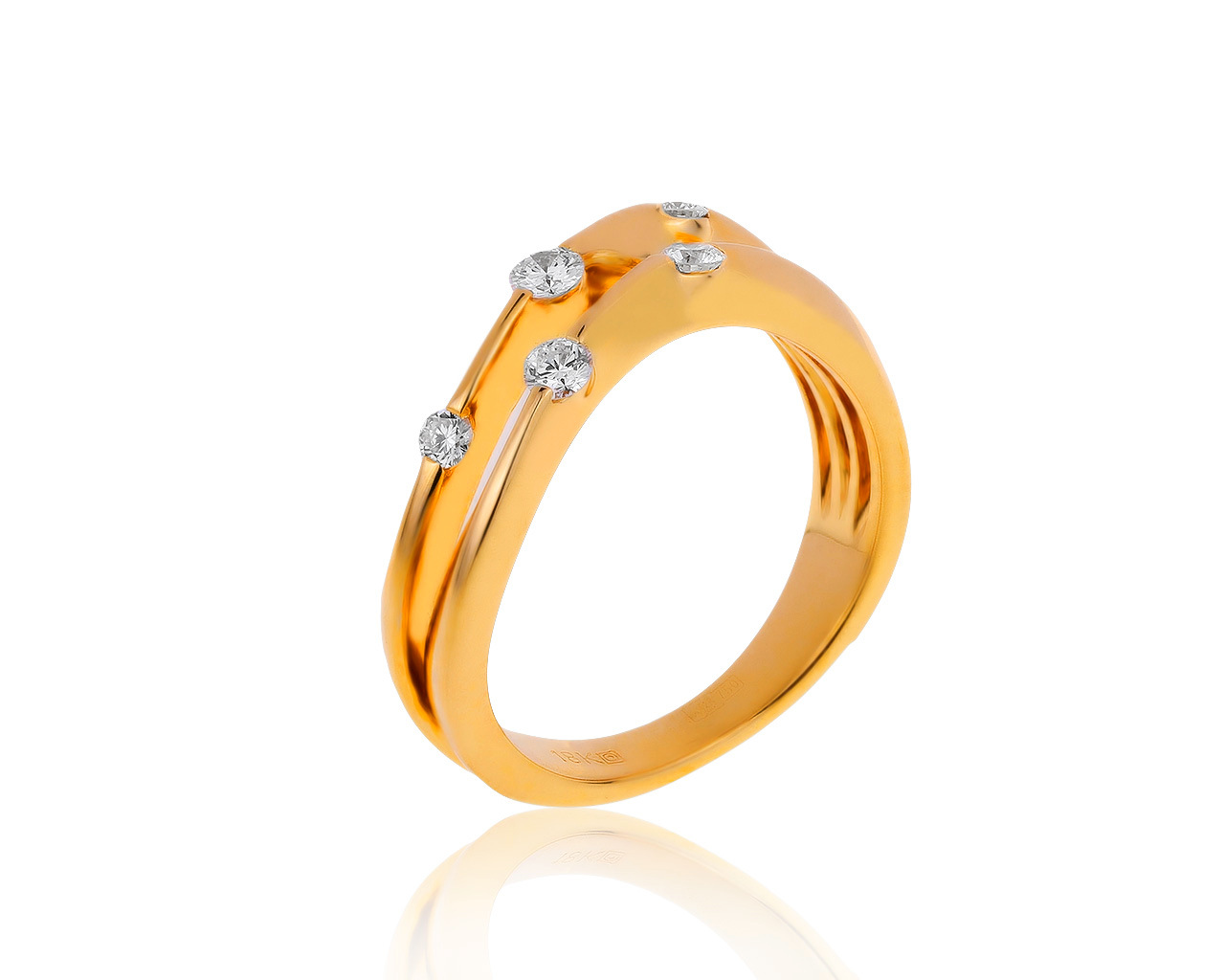 Оригинальное золотое кольцо с бриллиантами 0.25ct Mamiko